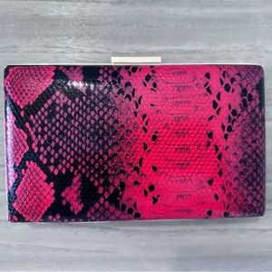 Snake Print Clutch in Red. 2 additional straps